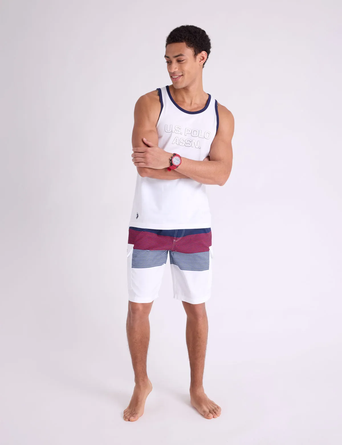 10" COLORBLOCK STRIPE CARGO SWIM SHORTS sold by U.S. Polo Assn. product image thumbnail 4