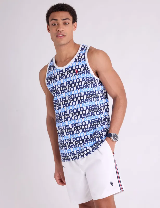 ALLOVER WORDMARK PRINT TANK sold by U.S. Polo Assn.
