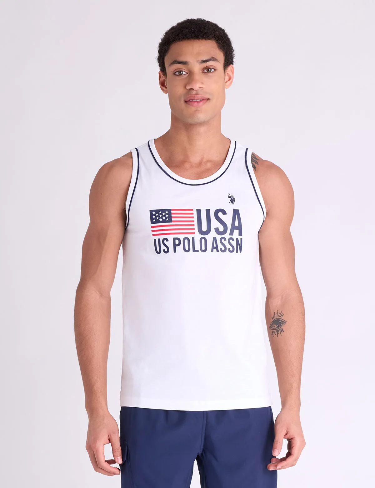 USA GRAPHIC PRINT TANK WITH PIPING DETAIL sold by U.S. Polo Assn.