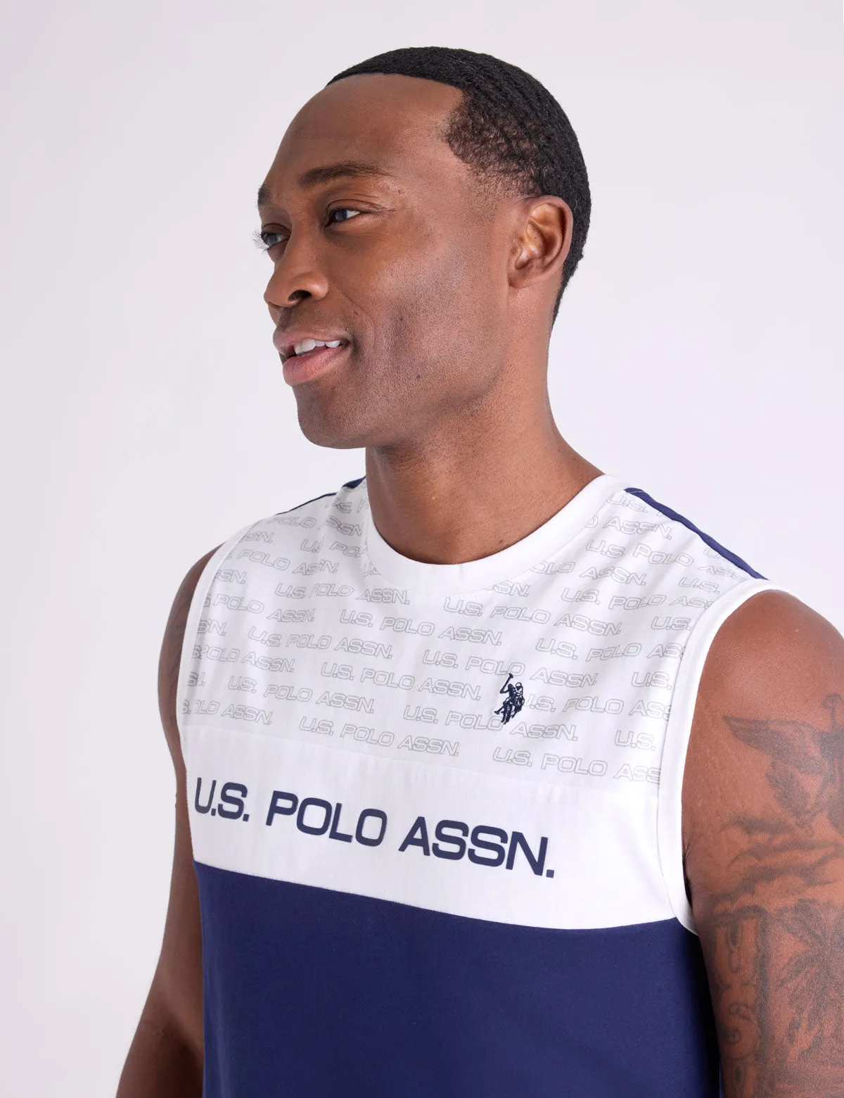 ALLOVER WORDMARK PRINT COLORBLOCK TANK sold by U.S. Polo Assn. product image thumbnail 2