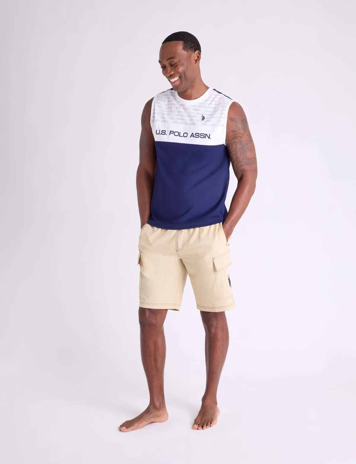 ALLOVER WORDMARK PRINT COLORBLOCK TANK sold by U.S. Polo Assn. product image thumbnail 4