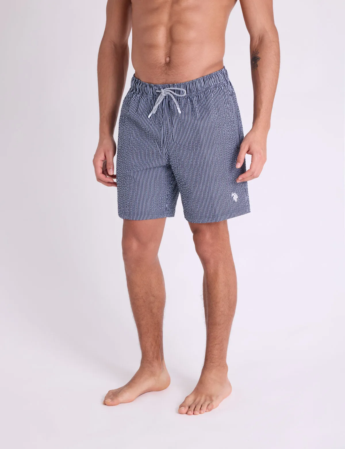 7" SEERSUCKER STRIPE SWIM SHORTS sold by U.S. Polo Assn.
