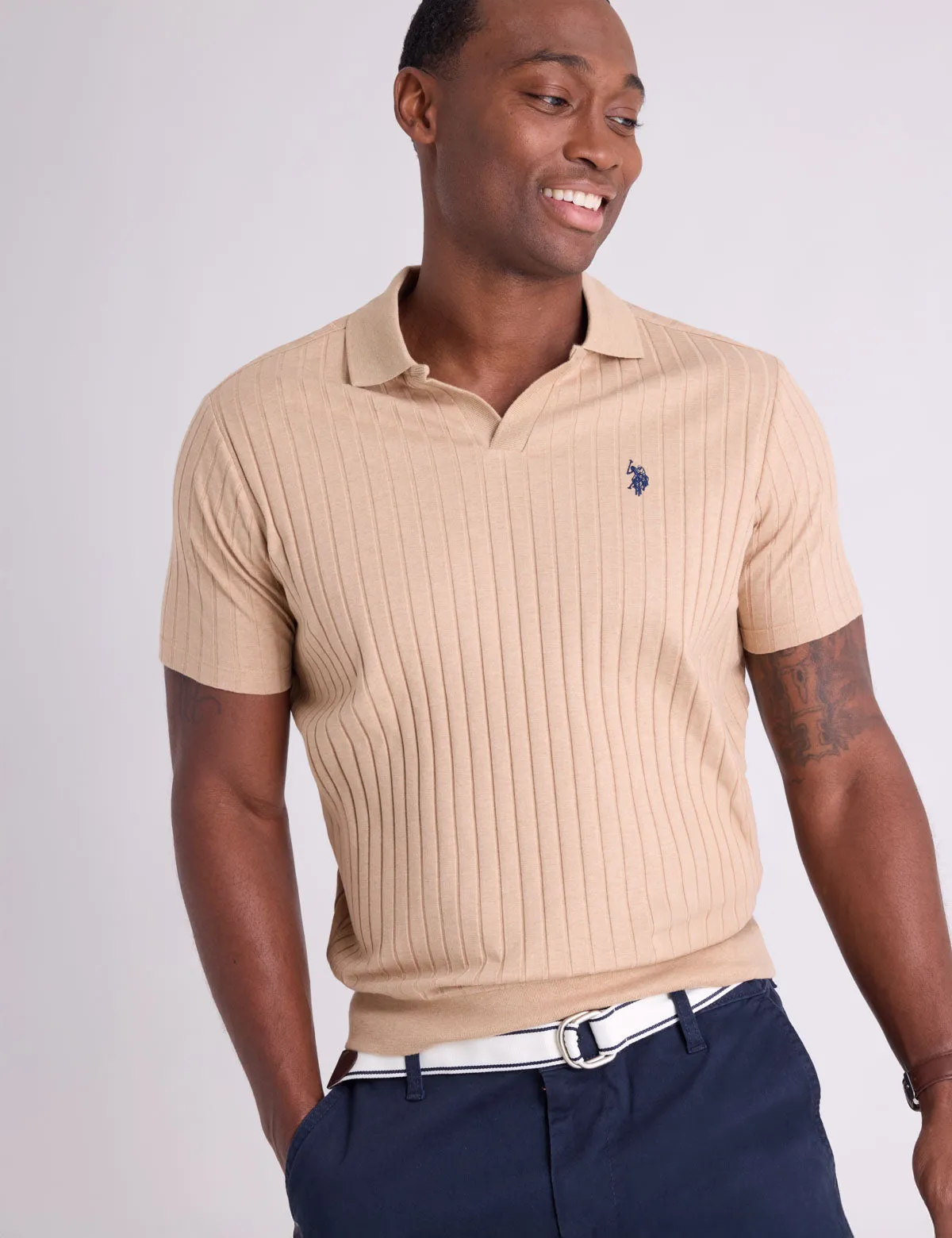 JOHNNY COLLAR WIDE RIB JERSEY POLO SHIRT sold by U.S. Polo Assn.