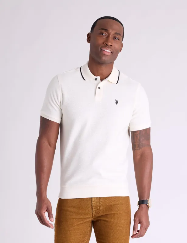 HONEYCOMB RIBBED BAND POLO SHIRT made by U.S. Polo Assn.