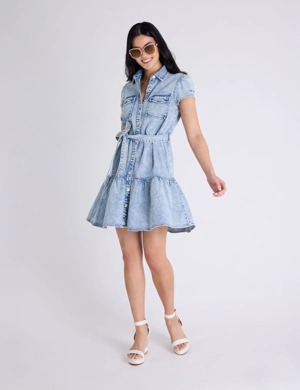 SHORT SLEEVE BELTED PEPLUM DENIM DRESS sold by U.S. Polo Assn. product image thumbnail 2