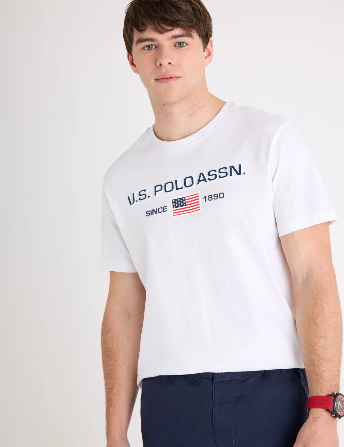 FLAG EMBOSSED WORDMARK PRINTED JERSEY T-SHIRT sold by U.S. Polo Assn. product image thumbnail 5