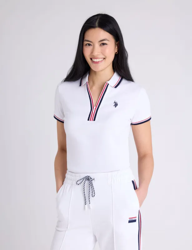 SIGNATURE STRIPE ZIP PLACKET POLO SHIRT sold by U.S. Polo Assn.