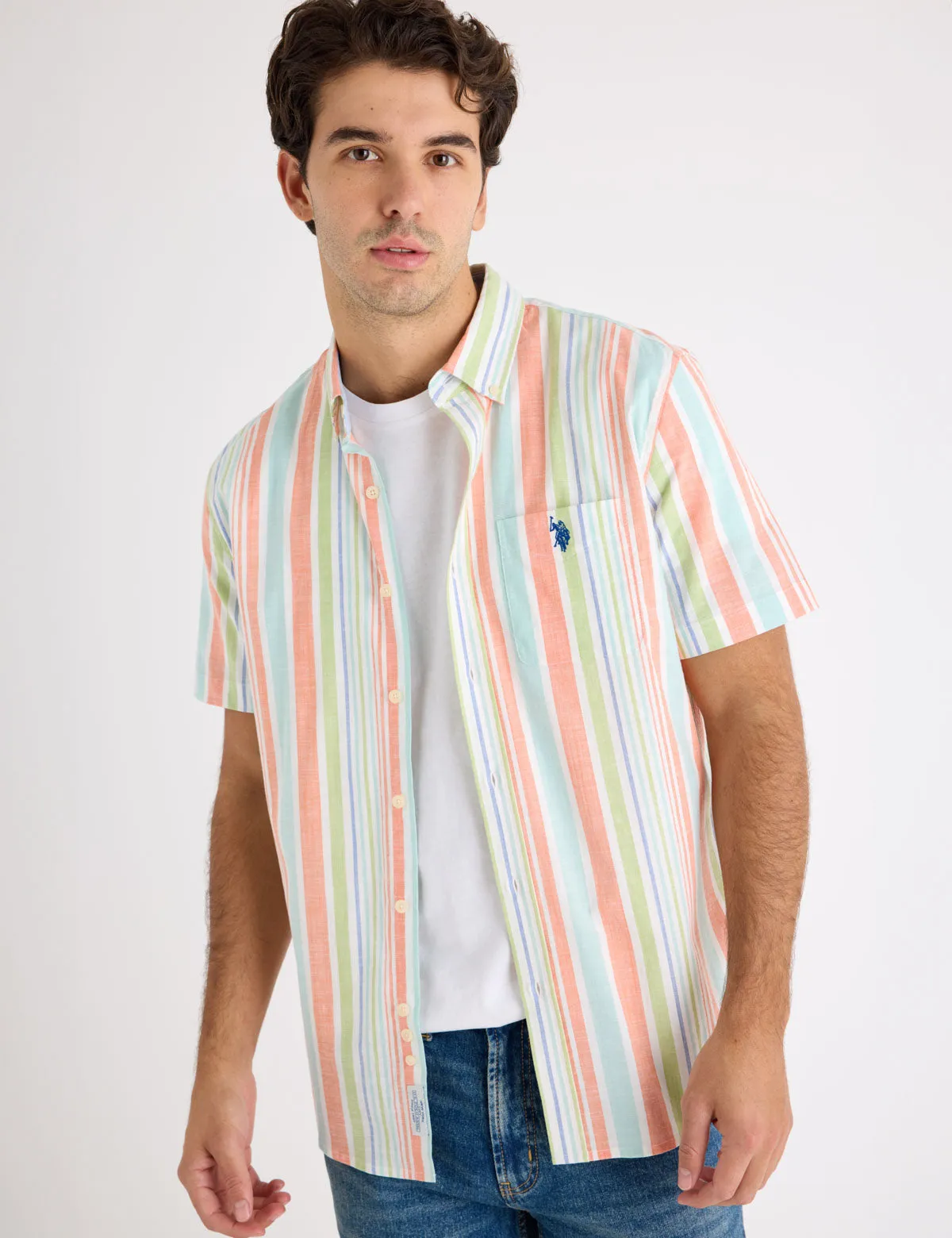 SHORT SLEEVE STRETCH SLUB POPLIN SHIRT sold by U.S. Polo Assn.