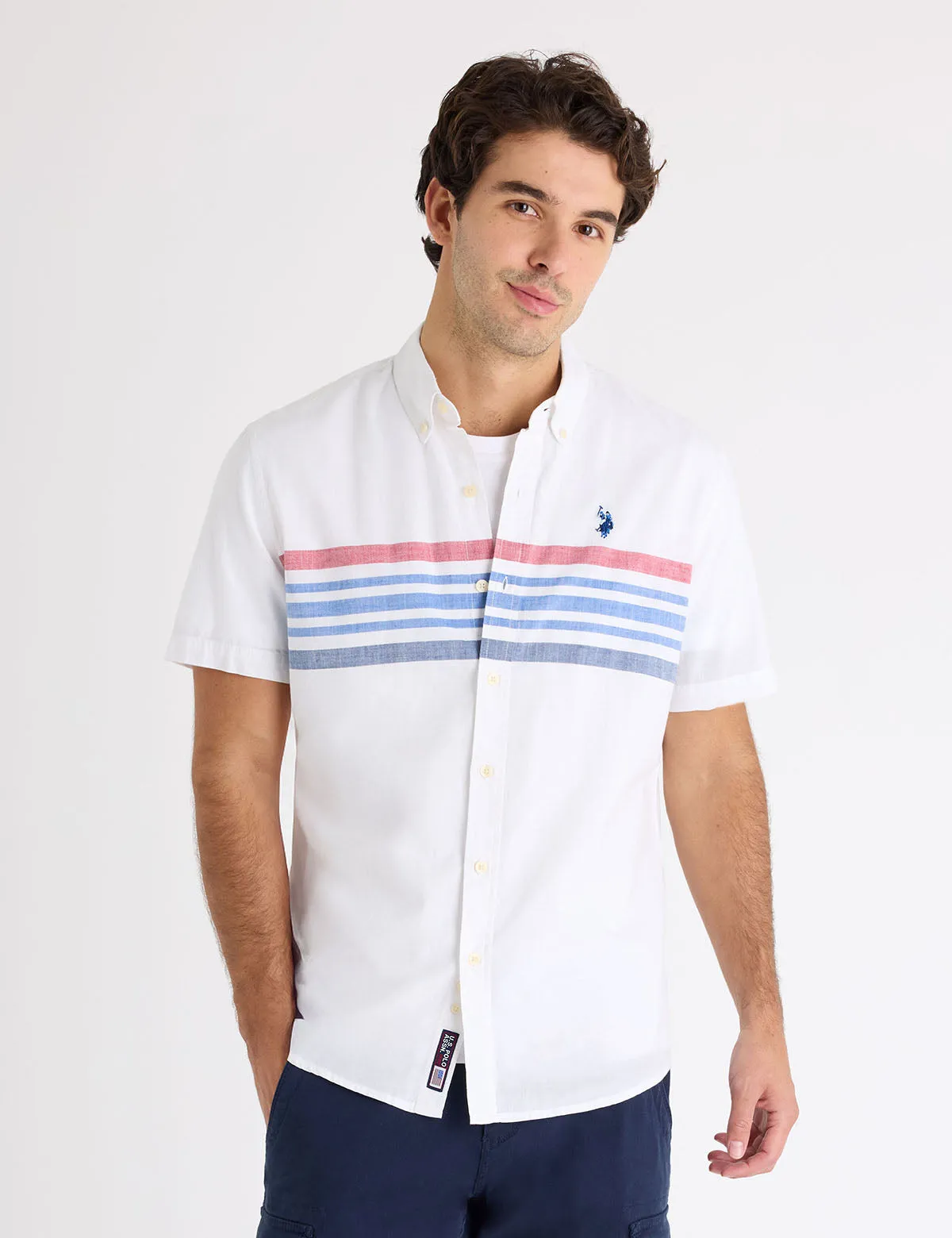 SHORT SLEEVE ENGINEERED SLUB POPLIN SHIRT sold by U.S. Polo Assn.