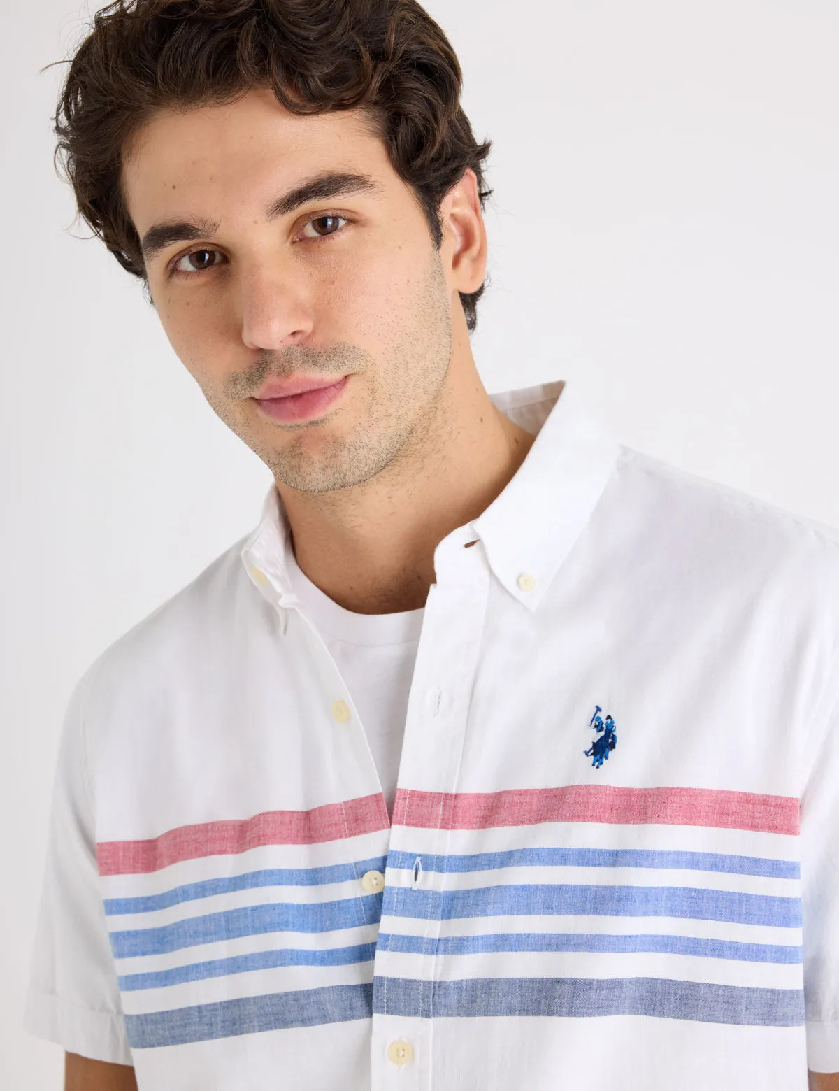 SHORT SLEEVE ENGINEERED SLUB POPLIN SHIRT sold by U.S. Polo Assn. product image thumbnail 3