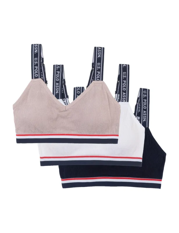 3PK BRANDED SIGNATURE STRIPE BRAS made by U.S. Polo Assn.