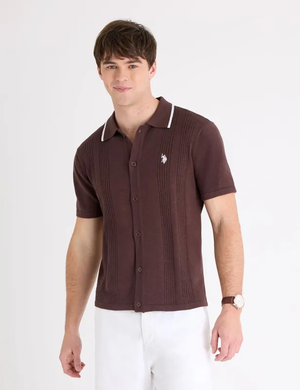 BUTTON FRONT COTTON SLUB POLO SHIRT made by U.S. Polo Assn.