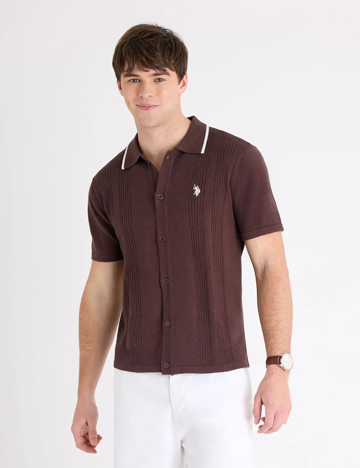 BUTTON FRONT COTTON SLUB POLO SHIRT sold by U.S. Polo Assn.