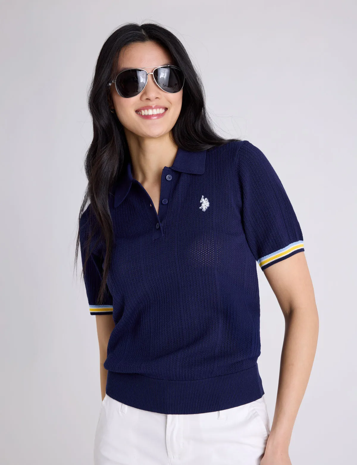 RELAXED SWEATER POLO SHIRT WITH RIBBED BAND sold by U.S. Polo Assn. product image thumbnail 3