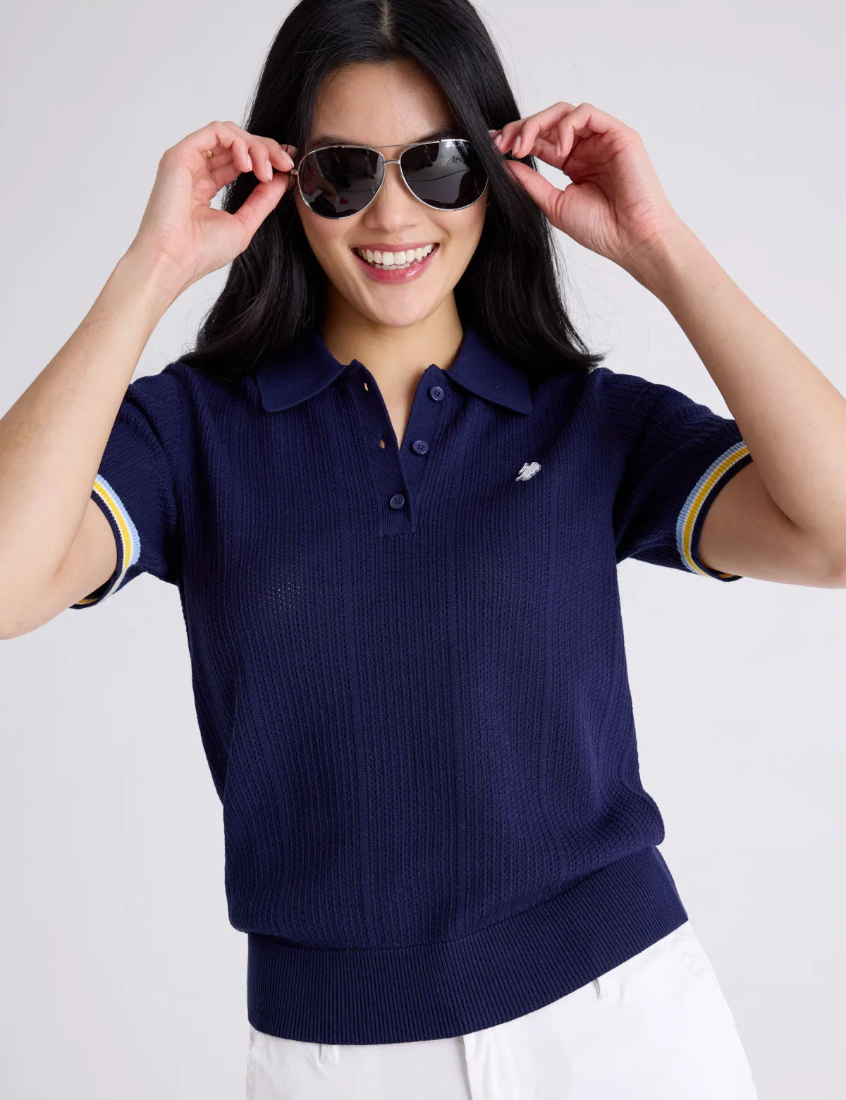 RELAXED SWEATER POLO SHIRT WITH RIBBED BAND sold by U.S. Polo Assn.