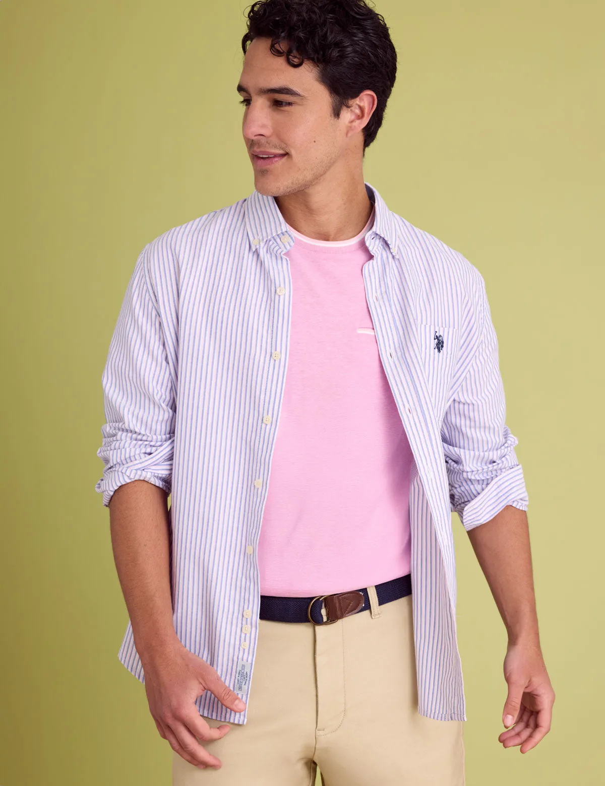 LONG SLEEVE DOUBLE STRIPE OXFORD SHIRT sold by U.S. Polo Assn.