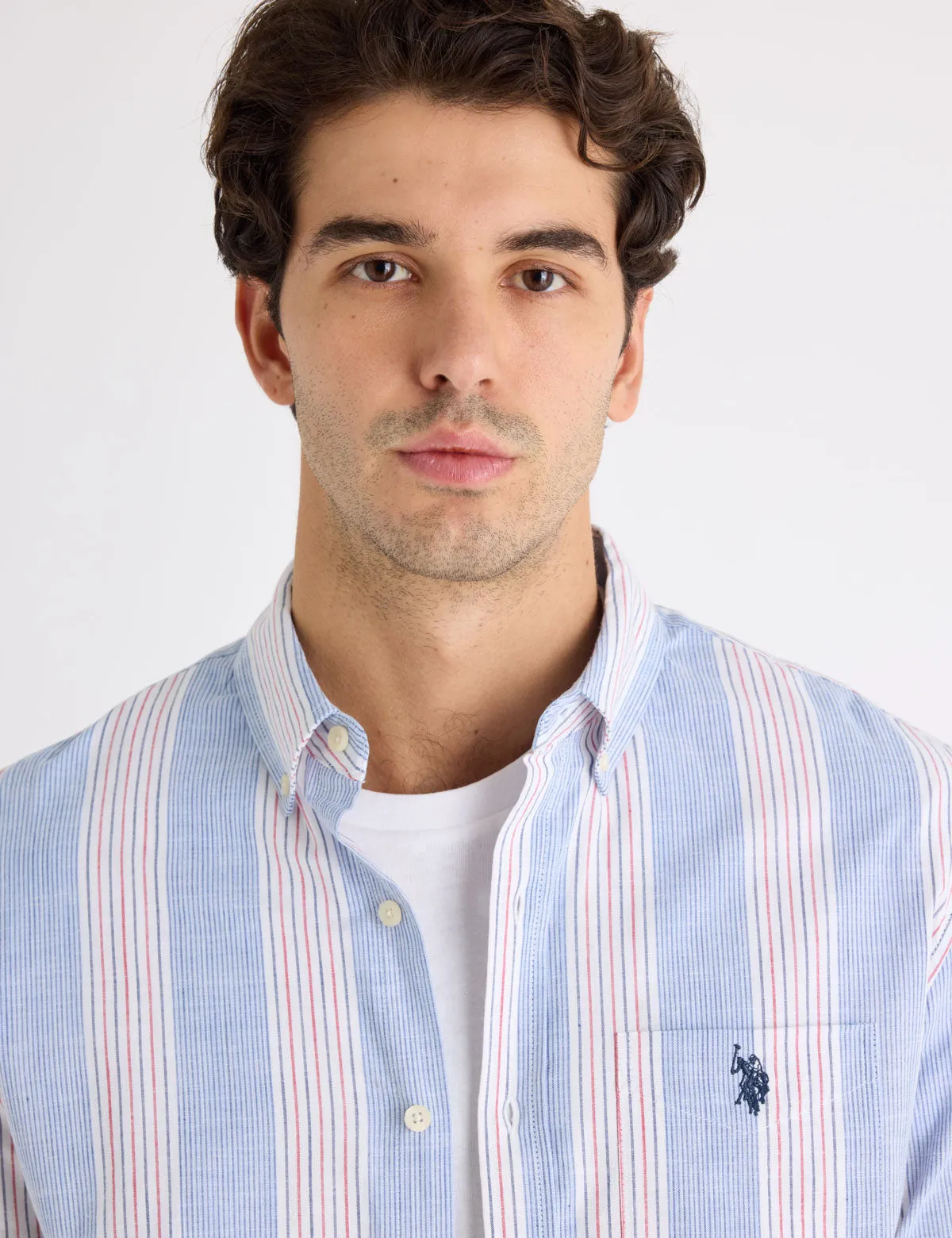 LONG SLEEVE VERTICAL STRIPE SLUB POPLIN SHIRT sold by U.S. Polo Assn. product image thumbnail 2