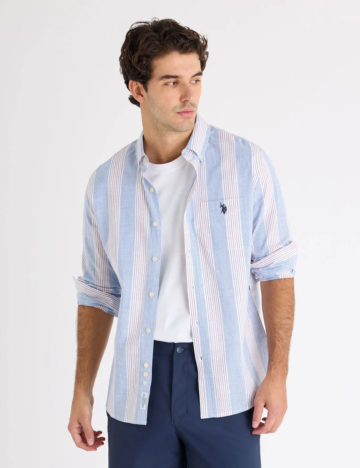LONG SLEEVE VERTICAL STRIPE SLUB POPLIN SHIRT sold by U.S. Polo Assn.