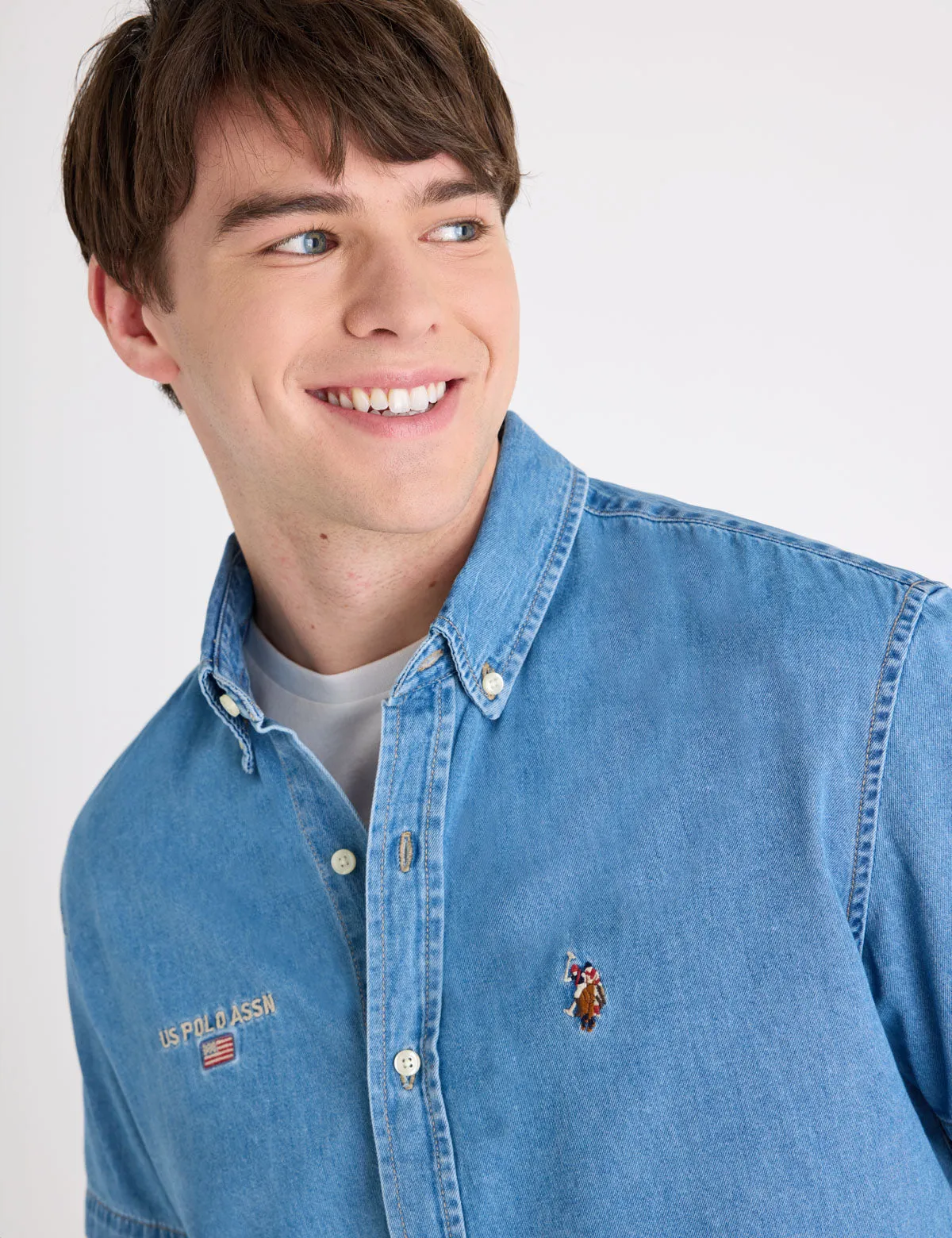 SHORT SLEEVE EMBROIDERED DENIM SHIRT sold by U.S. Polo Assn. product image thumbnail 3