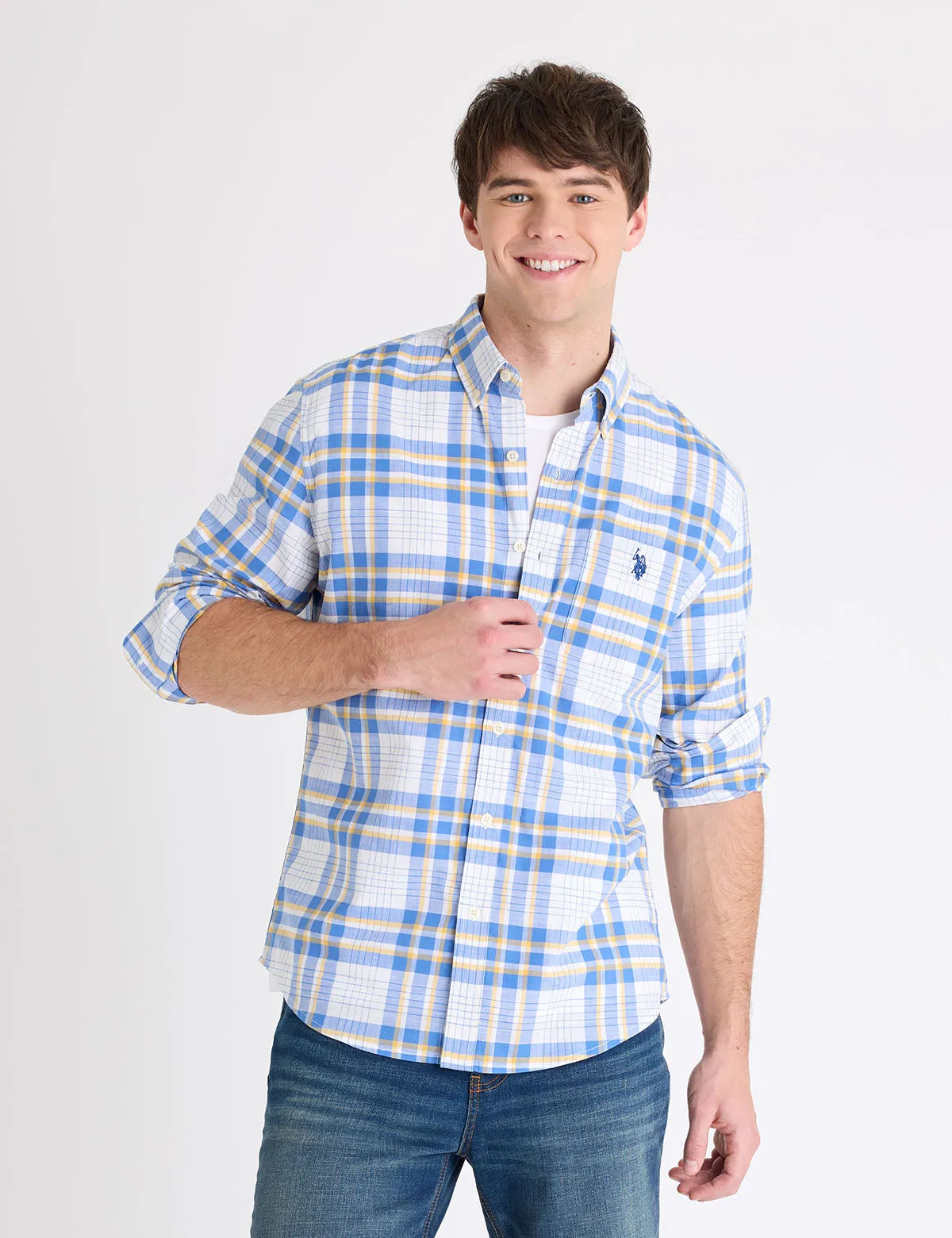LONG SLEEVE PLAID SLUB POPLIN SHIRT sold by U.S. Polo Assn.