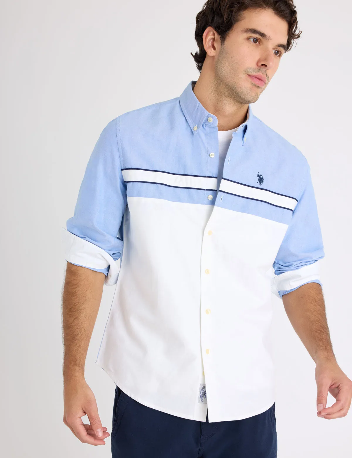LONG SLEEVE COLORBLOCK COTTON OXFORD SHIRT sold by U.S. Polo Assn.