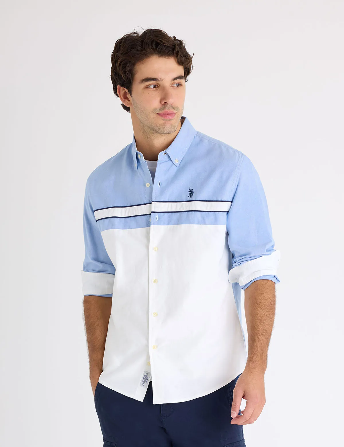 LONG SLEEVE COLORBLOCK COTTON OXFORD SHIRT sold by U.S. Polo Assn. product image thumbnail 4