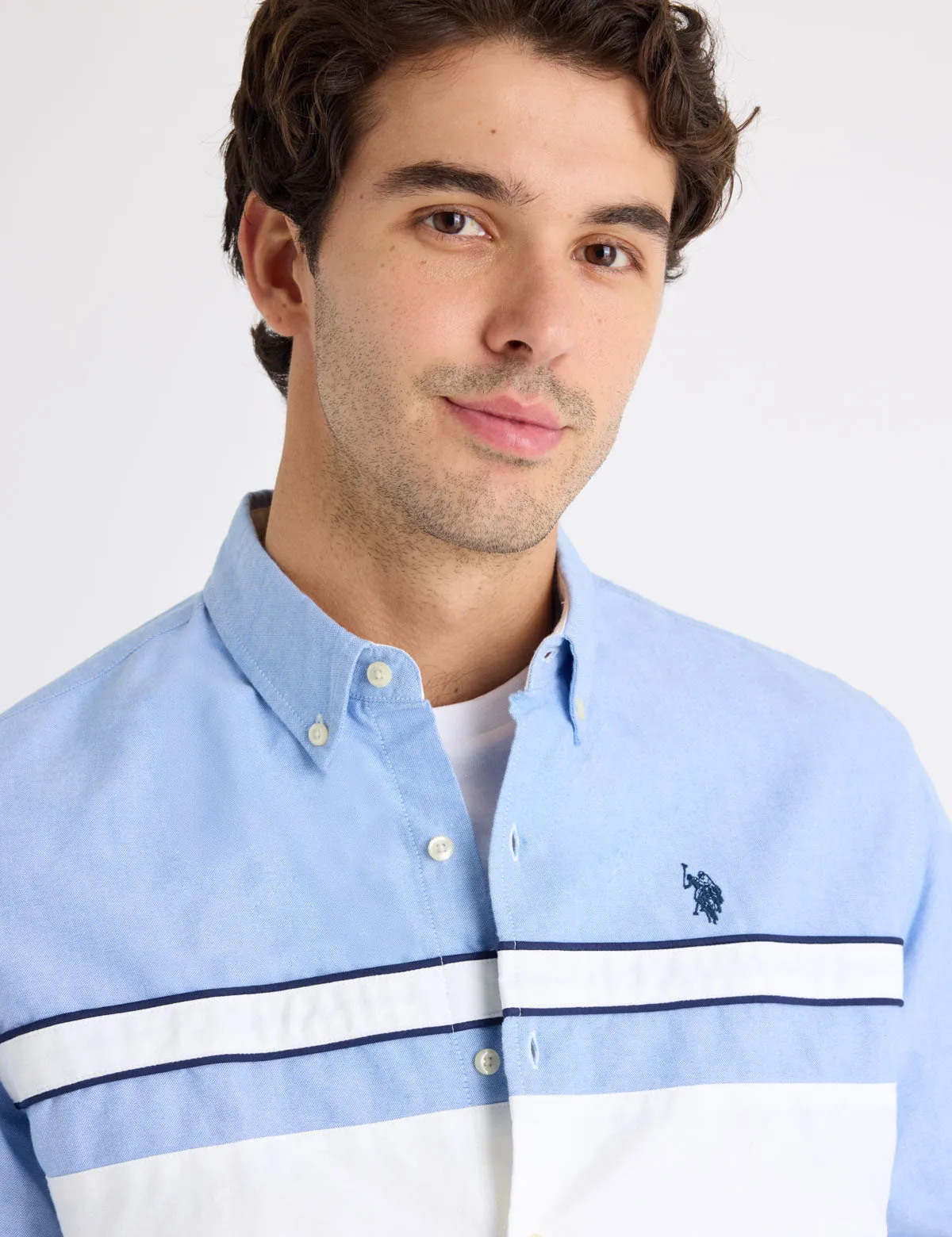 LONG SLEEVE COLORBLOCK COTTON OXFORD SHIRT sold by U.S. Polo Assn. product image thumbnail 3