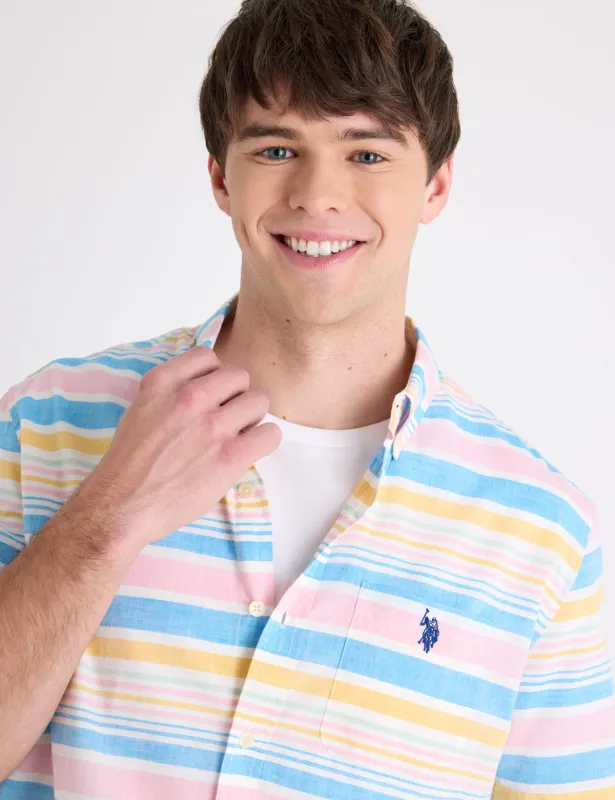 SHORT SLEEVE BRIGHT STRIPE POPLIN SHIRT made by U.S. Polo Assn.
