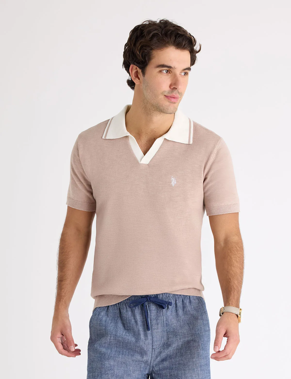 COTTON SLUB JOHNNY COLLAR SWEATER POLO SHIRT sold by U.S. Polo Assn. product image thumbnail 5