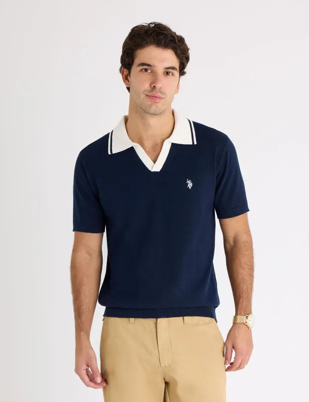 COTTON SLUB JOHNNY COLLAR SWEATER POLO SHIRT made by U.S. Polo Assn.