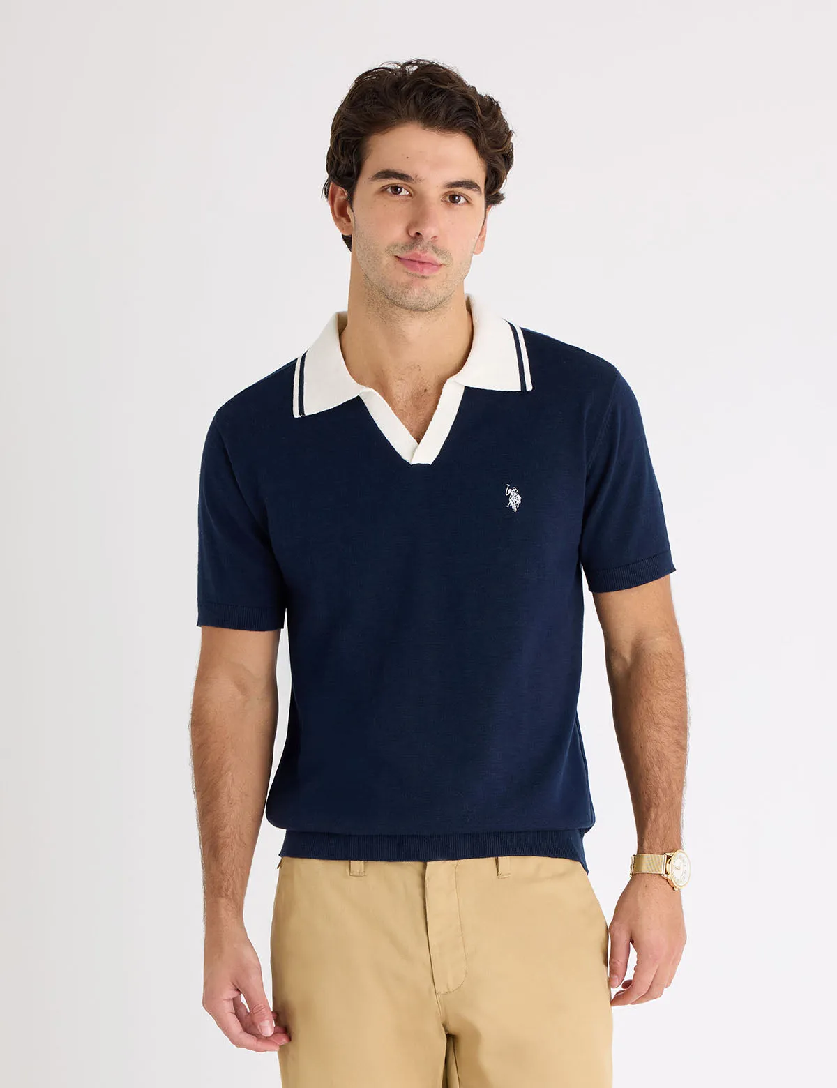 COTTON SLUB JOHNNY COLLAR SWEATER POLO SHIRT sold by U.S. Polo Assn.