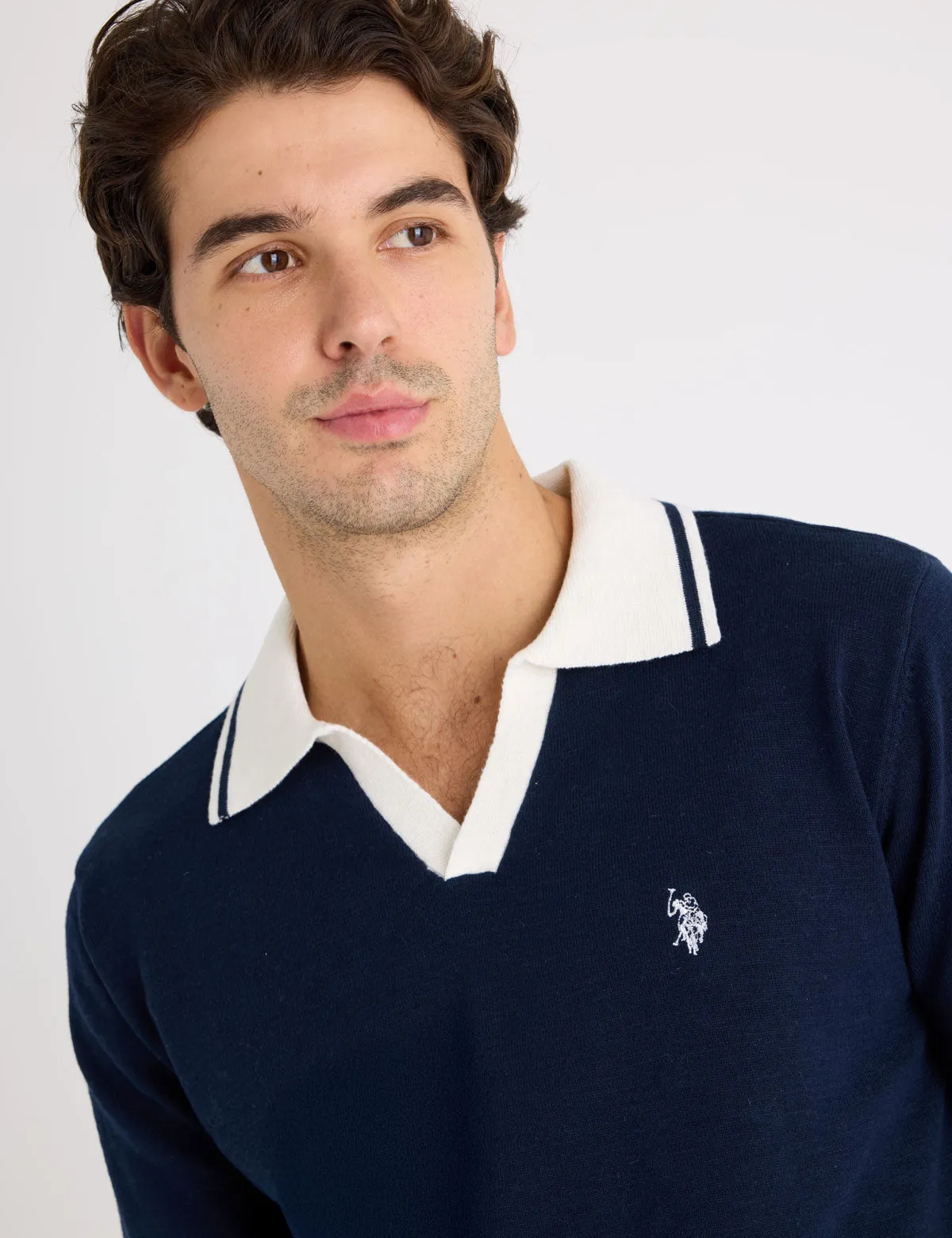 COTTON SLUB JOHNNY COLLAR SWEATER POLO SHIRT sold by U.S. Polo Assn. product image thumbnail 3