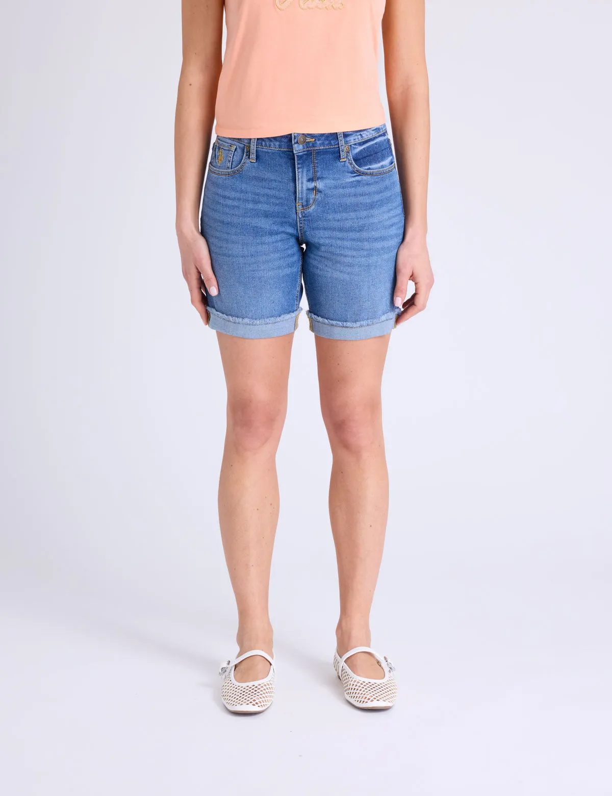 7" MID RISE MEDIUM WASH DENIM BERMUDA SHORTS sold by U.S. Polo Assn.