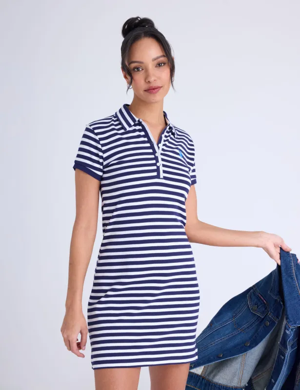 NARROW STRIPE SLIM FIT INTERLOCK POLO DRESS made by U.S. Polo Assn.