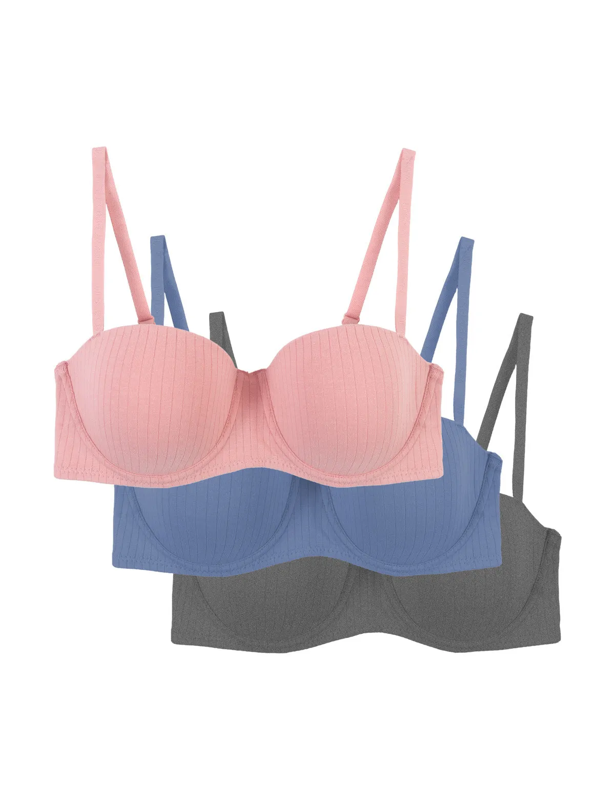 3PK COTTON RIBBED BRAS sold by U.S. Polo Assn. product image thumbnail 2