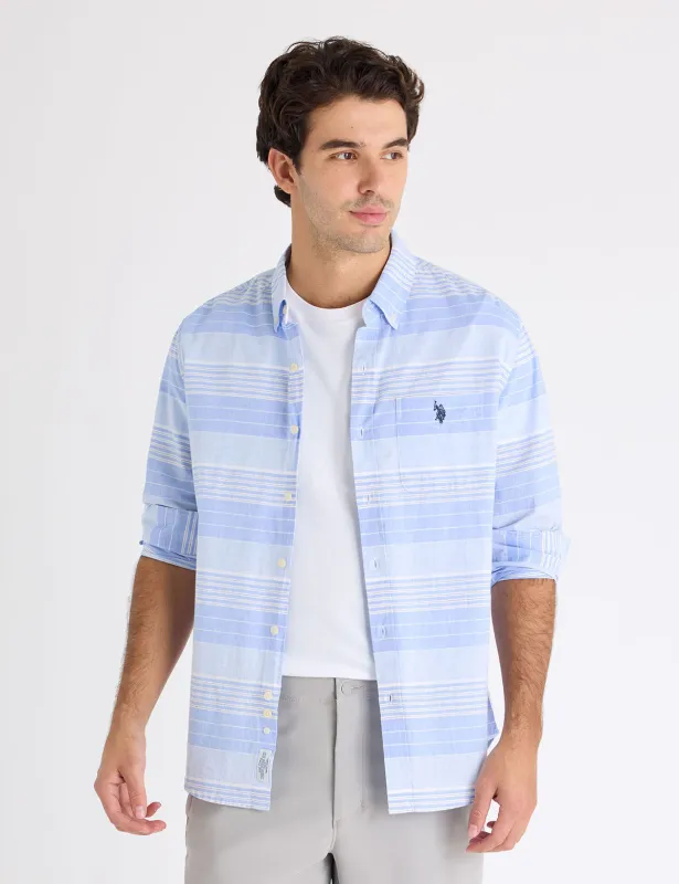 LONG SLEEVE HORIZONTAL STRIPE SLUB POPLIN SHIRT made by U.S. Polo Assn.