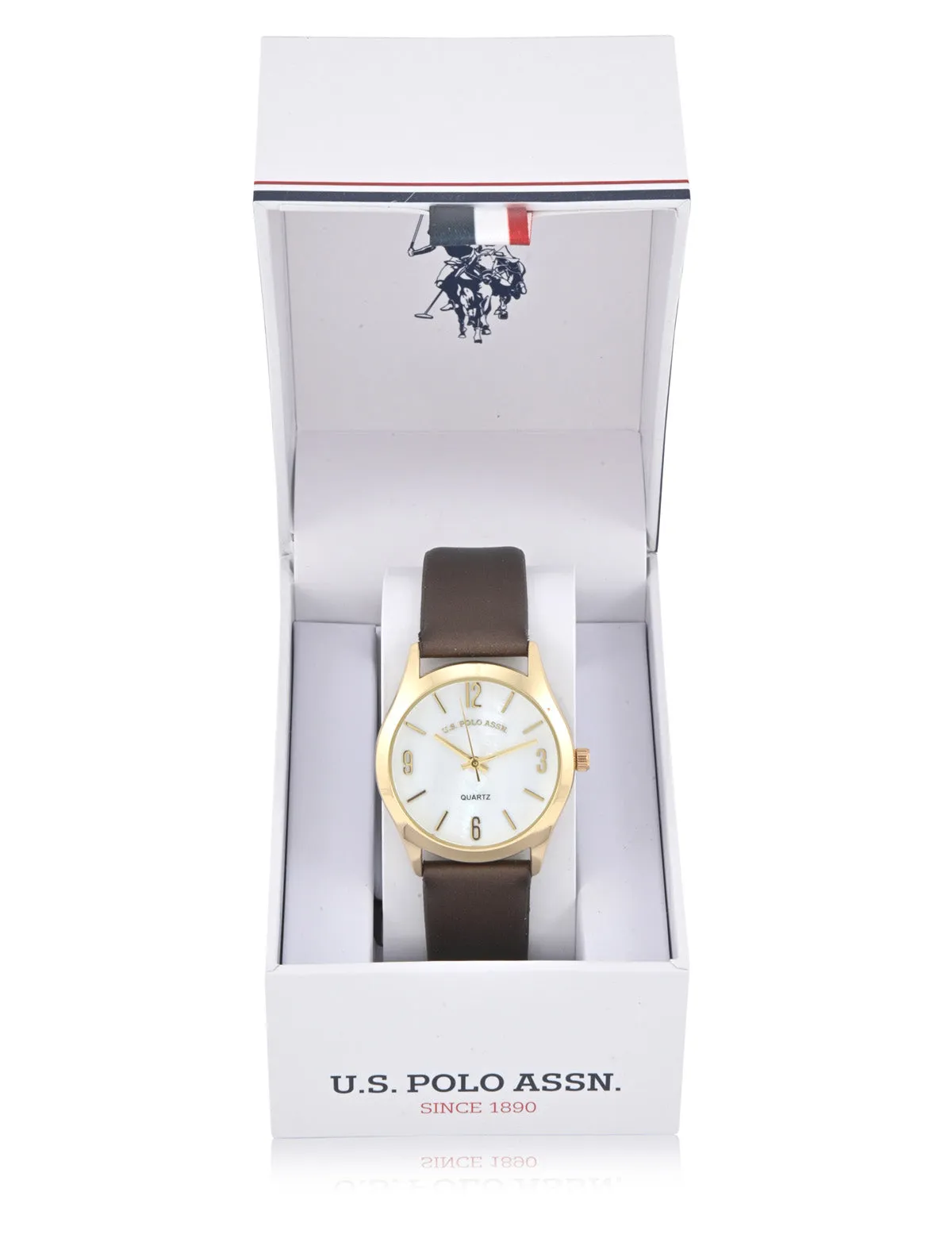 LADIES BROWN STRAP WATCH WITH GOLD ACCENT sold by U.S. Polo Assn. product image thumbnail 2
