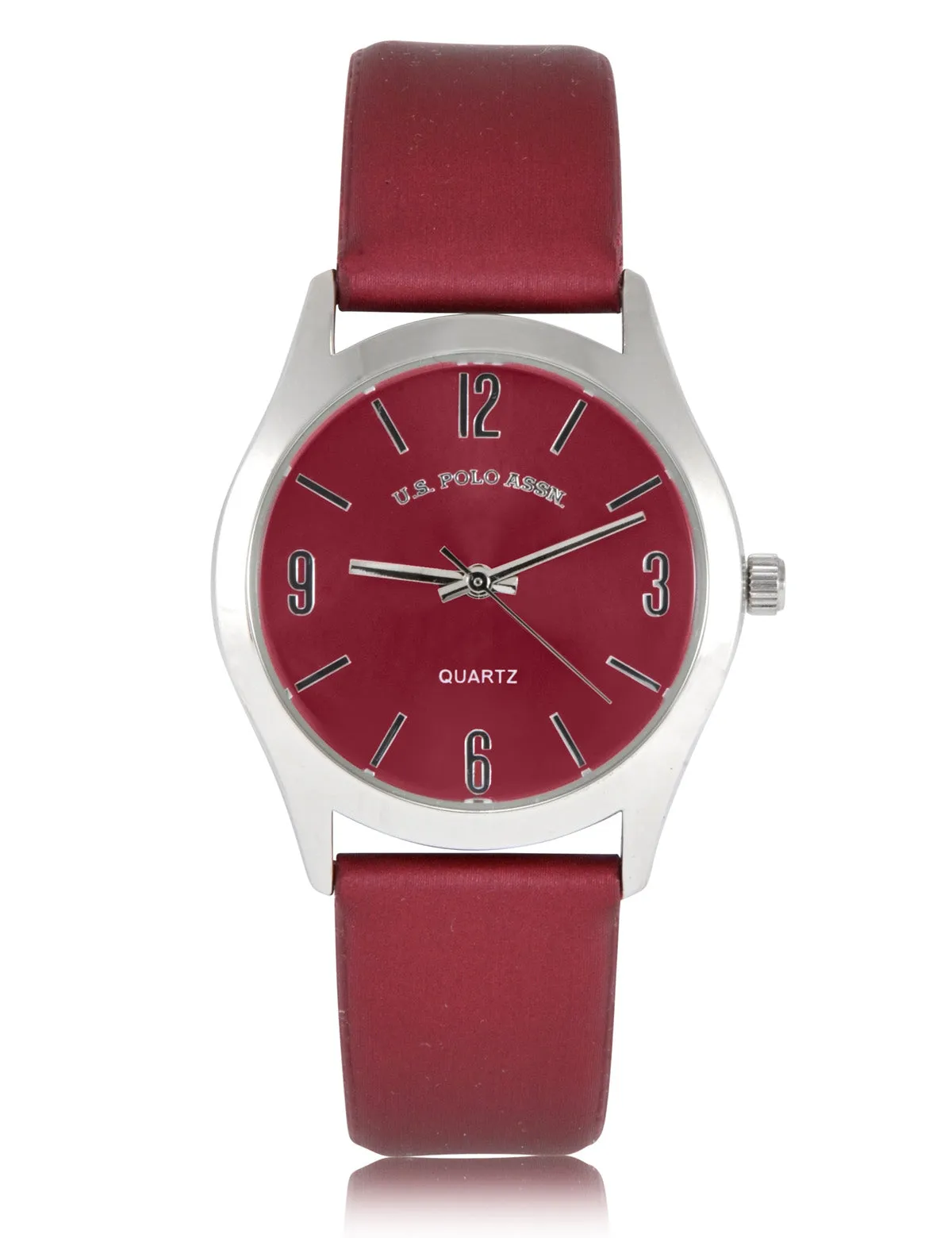 LADIES BURGUNDY STRAP WATCH WITH SILVER ACCENT sold by U.S. Polo Assn.