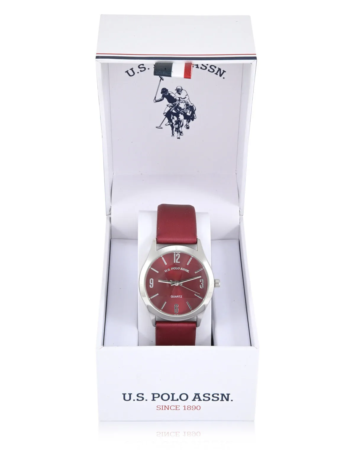 LADIES BURGUNDY STRAP WATCH WITH SILVER ACCENT sold by U.S. Polo Assn. product image thumbnail 2
