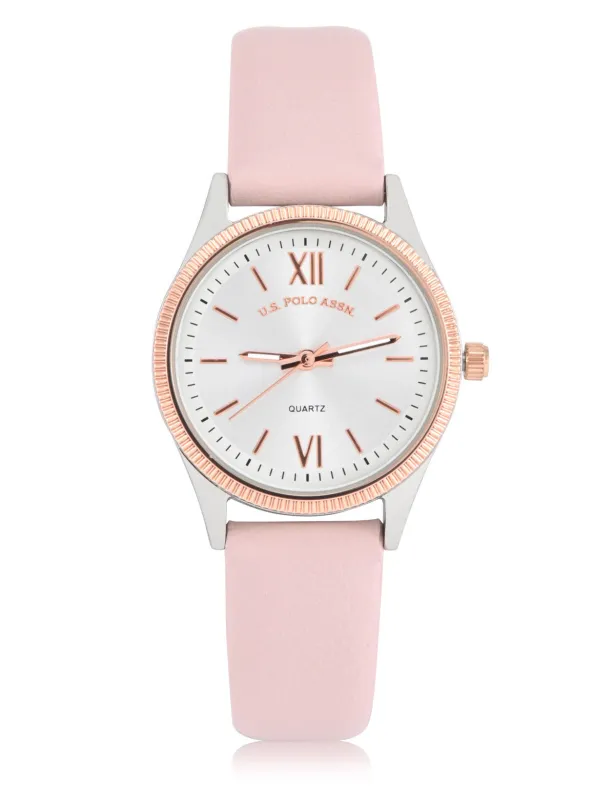 LADIES PINK STRAP WATCH made by U.S. Polo Assn.