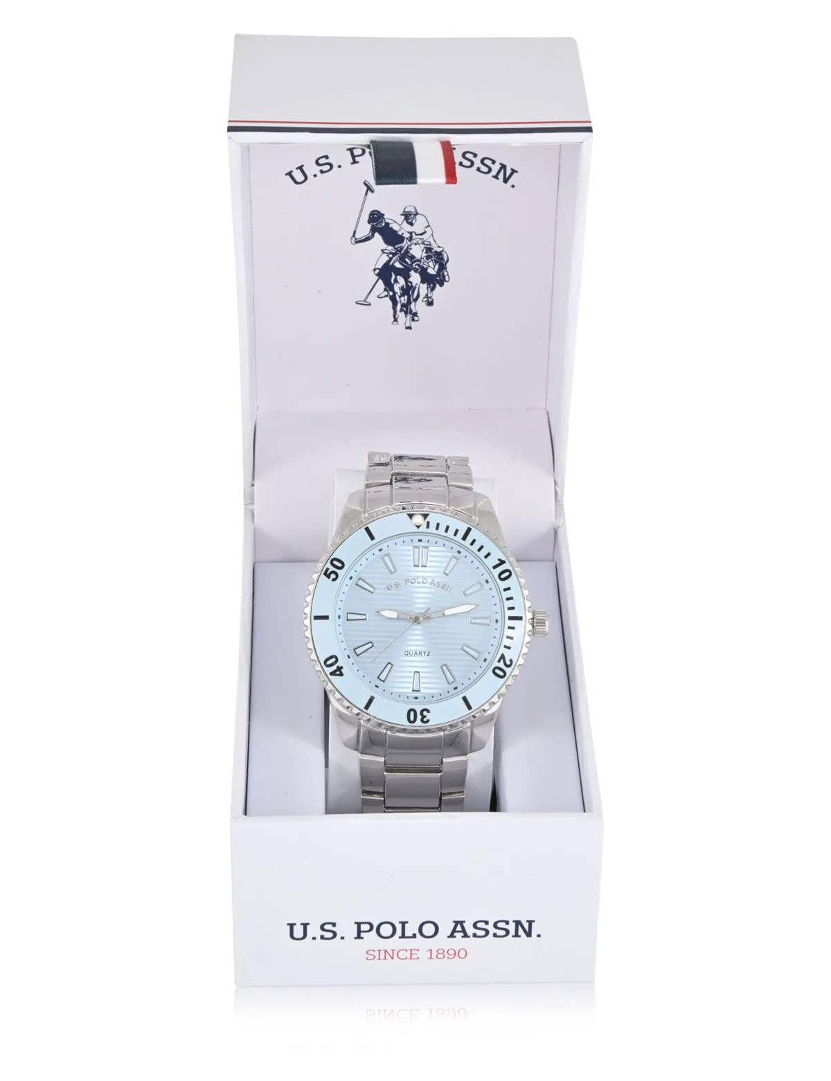 MENS SILVER LINK WATCH WITH BLUE FACE sold by U.S. Polo Assn. product image thumbnail 2