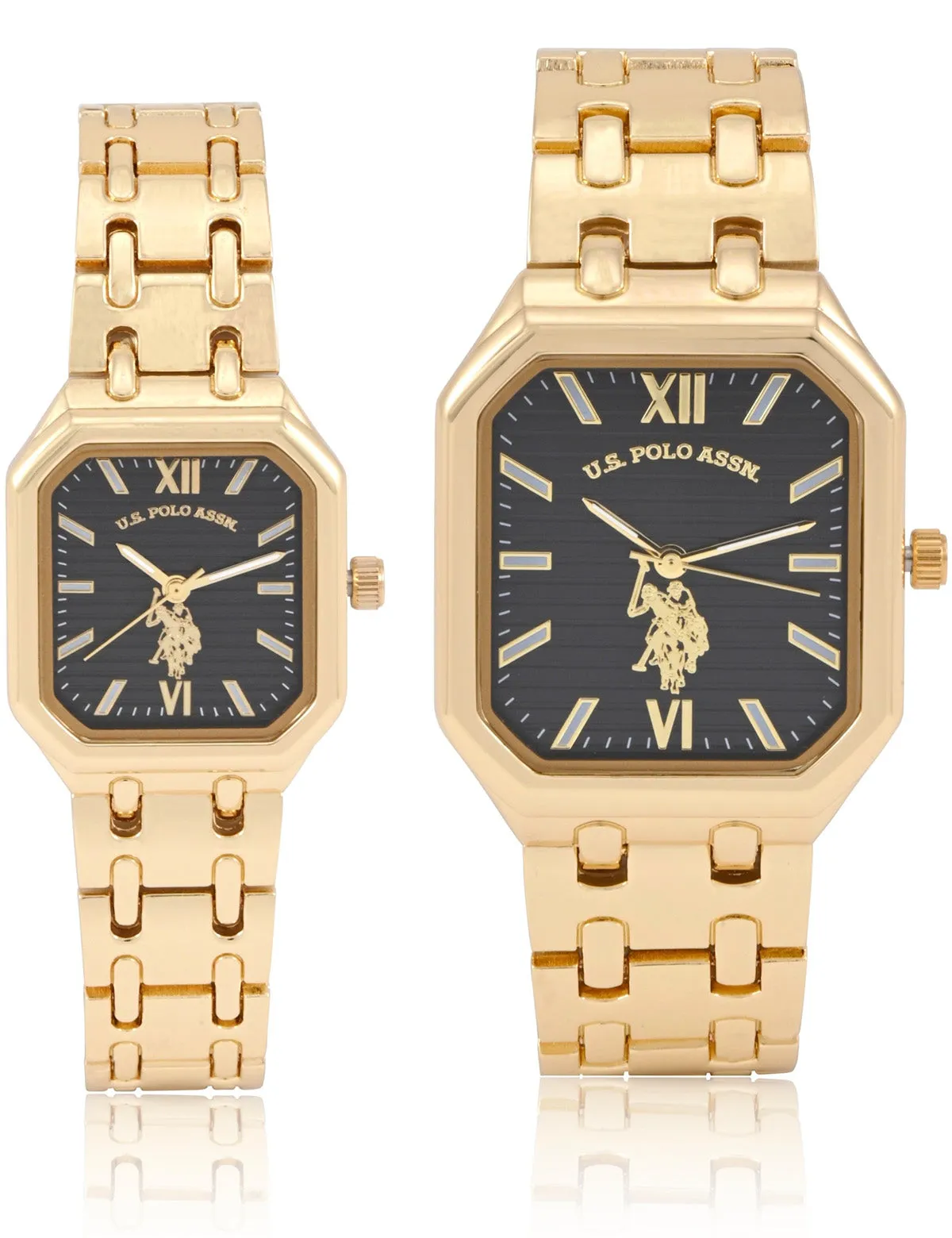 HIS AND HERS GOLD SQUARE LINK WATCH SET sold by U.S. Polo Assn. product image thumbnail 2