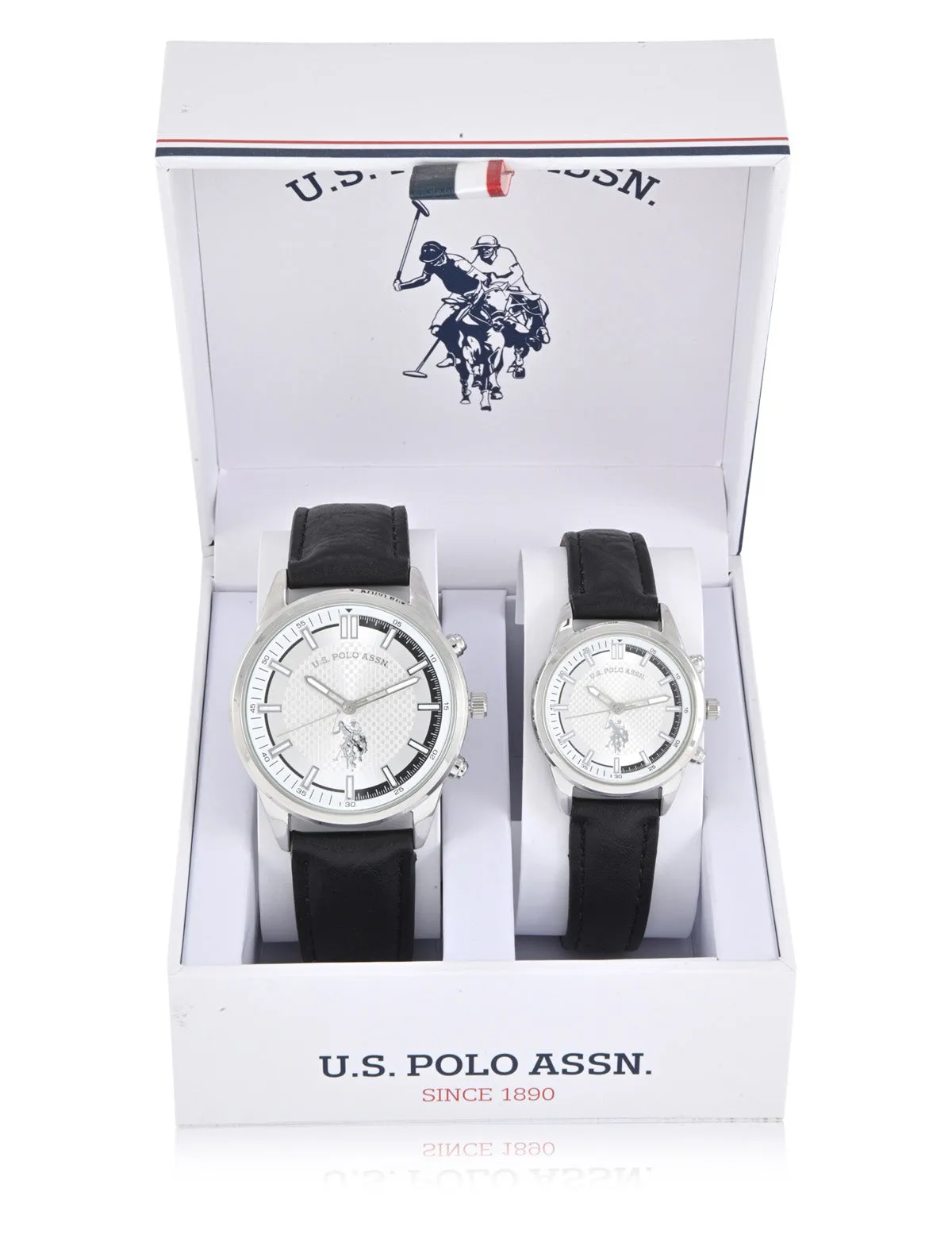 HIS AND HERS CLASSIC BLACK STRAP WATCH SET sold by U.S. Polo Assn.