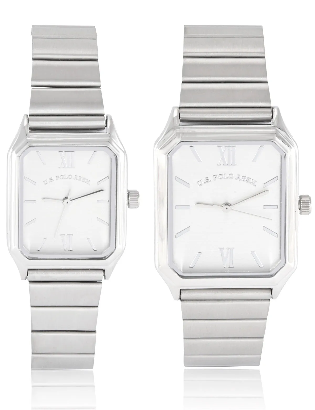 HIS AND HERS SILVER SQUARE WATCH SET sold by U.S. Polo Assn. product image thumbnail 2