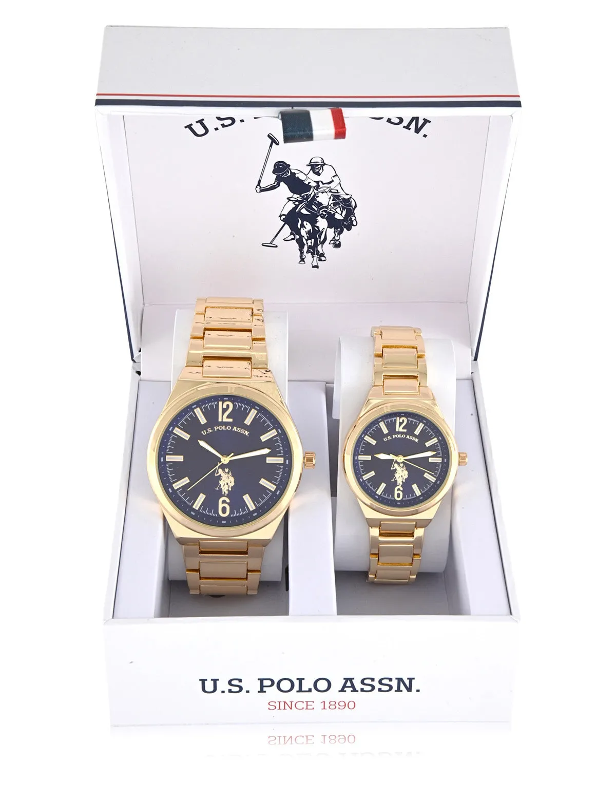 HIS AND HERS GOLD LINK WATCH SET sold by U.S. Polo Assn.