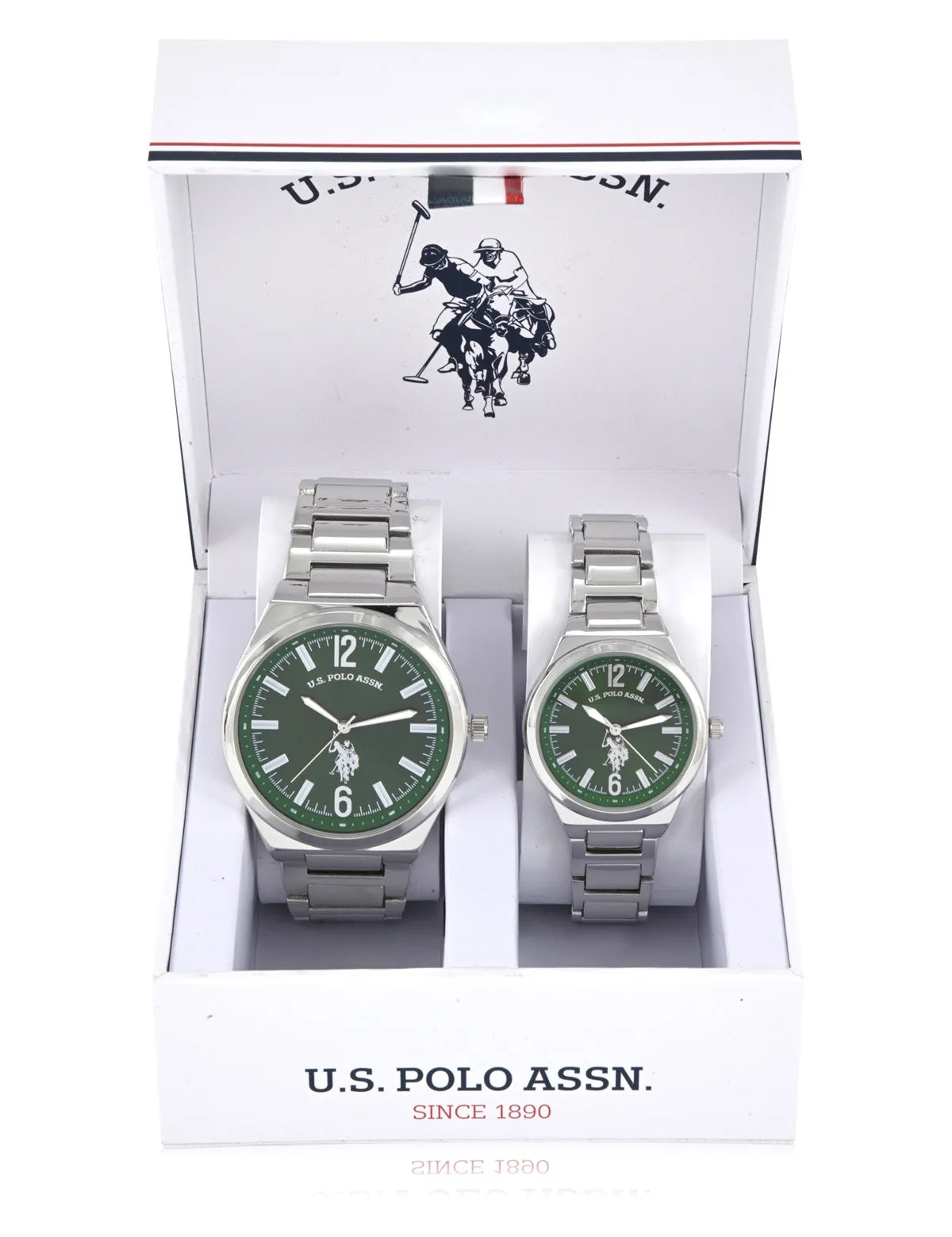 HIS AND HERS SILVER LINK WATCH SET sold by U.S. Polo Assn.