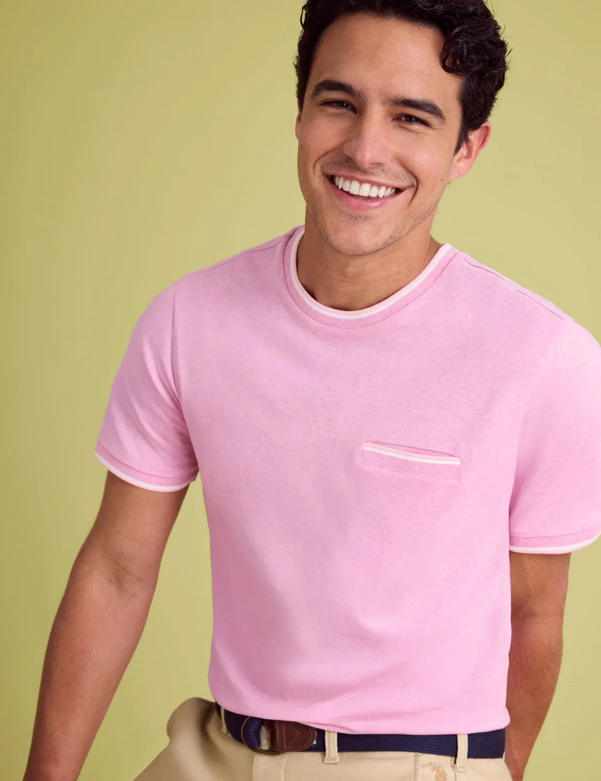 YARN DYE TIPPED T-SHIRT WITH CHEST POCKET sold by U.S. Polo Assn.