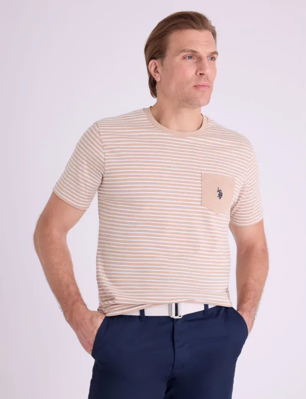 YARN DYE JERSEY STRIPE T-SHIRT WITH CHEST POCKET made by U.S. Polo Assn.