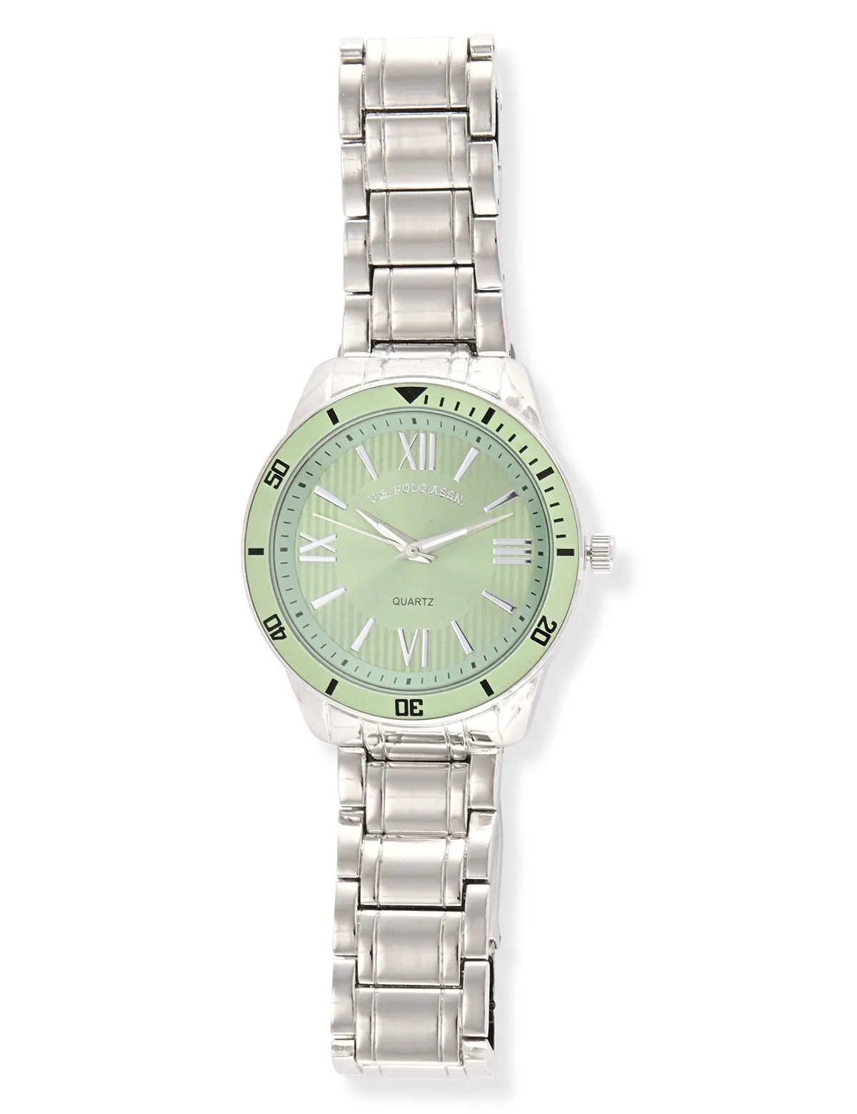 MENS SILVER LINK WATCH WITH GREEN FACE sold by U.S. Polo Assn. product image thumbnail 3