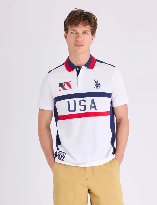 COLORBLOCK AMERICANA APPLIQUE PIQUE POLO SHIRT made by U.S. Polo Assn.